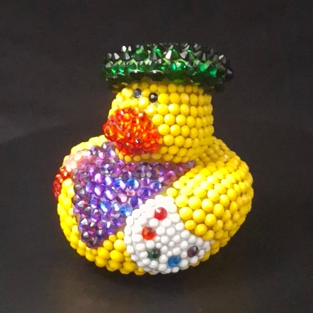 Bedazzled Artist Rubber Duck, Bling Artist Duck, Unique Fun Gift